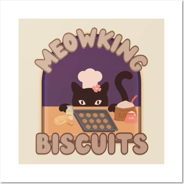 Cat meowking biscuits Wall Art by ArtsyStone